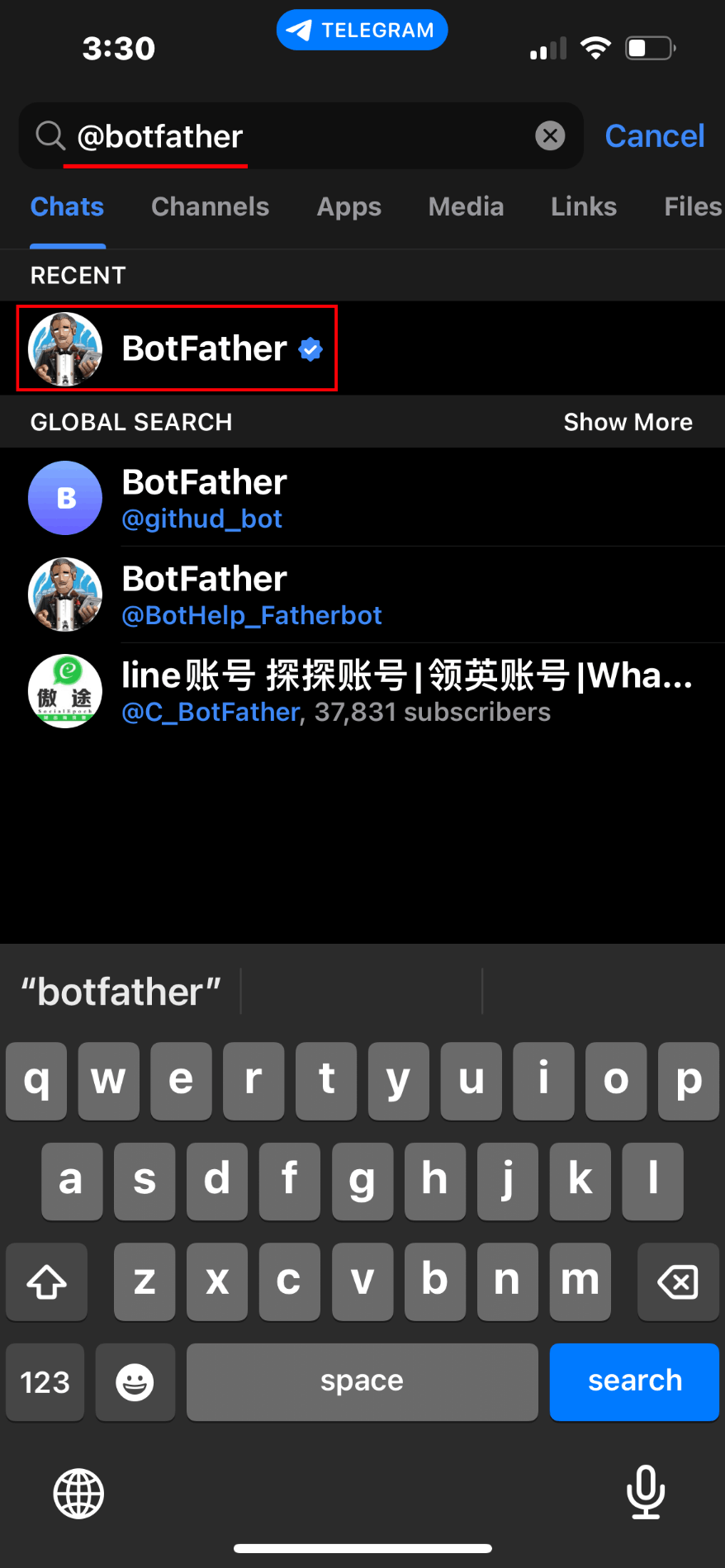 telegram botfather