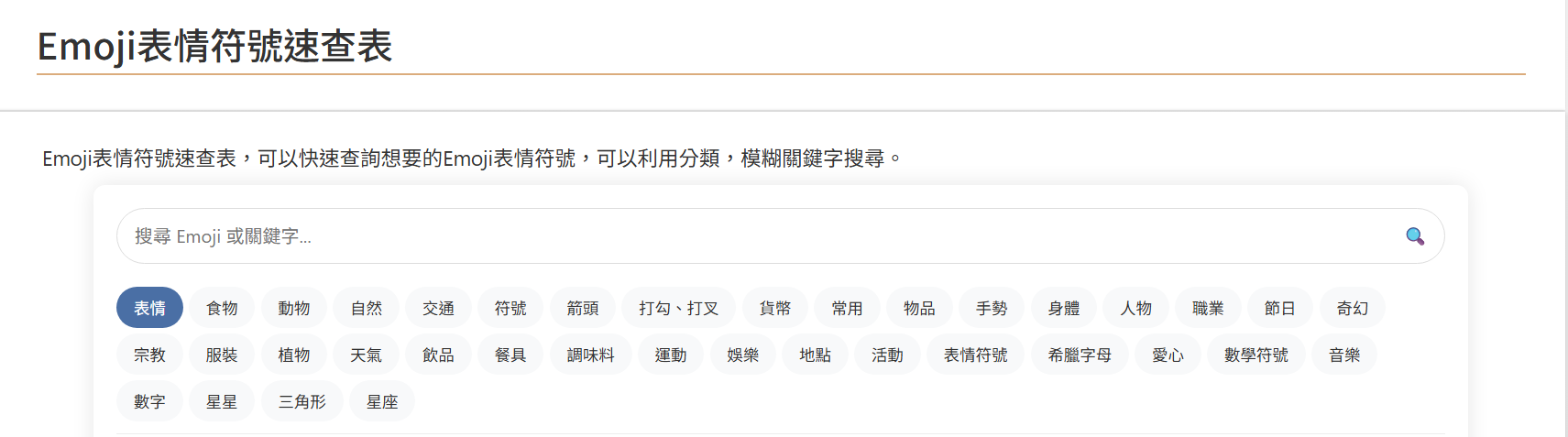 emoji表情符號速查